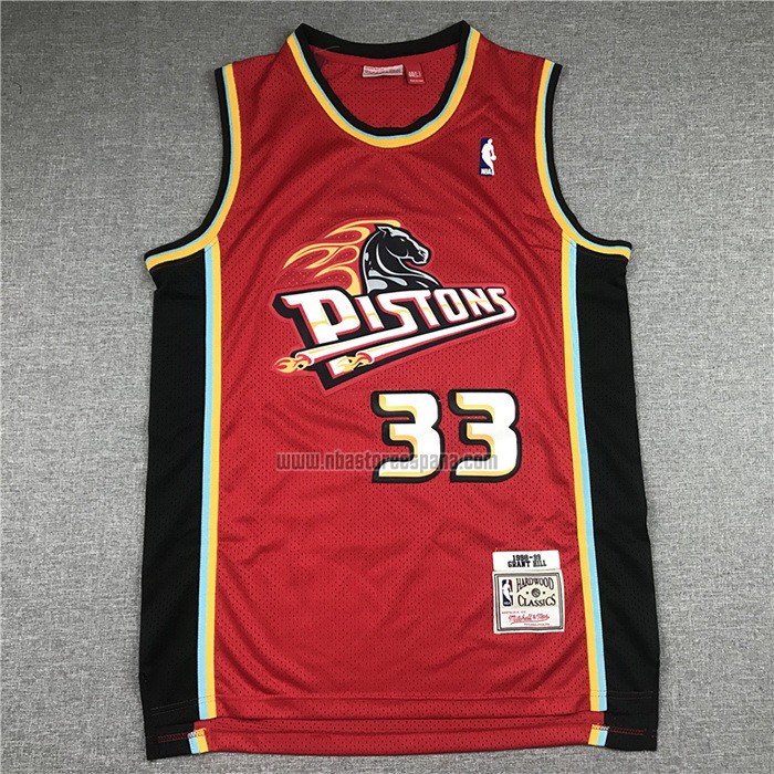 Camiseta Detroit Pistons Grant Hill NO 33 Mitchell & Ness 1999-00 Rojo